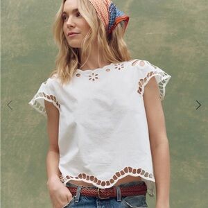 THE GREAT. White Eyelet Blouse